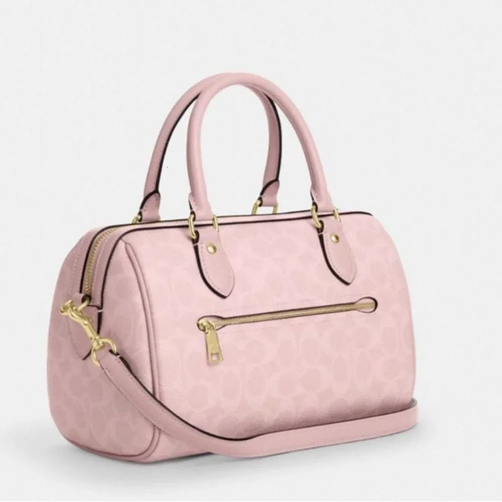 Coach Rowan Satchel Bag In Signature Canvas Powder/Pink - Picture 9 of 12